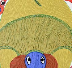 Hand-Painted Beautiful Elephant Gond Art Painting by Durgabai Vyam