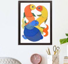 Beautiful Acrylic Paper Painting in Gond Art by Durgabai Vyam