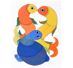 Beautiful Acrylic Paper Painting in Gond Art by Durgabai Vyam