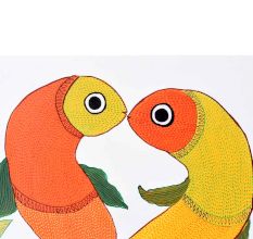 Beautiful Acrylic Paper Painting in Gond Art by Durgabai Vyam