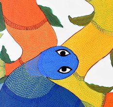 Beautiful Acrylic Paper Painting in Gond Art by Durgabai Vyam