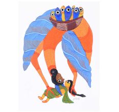 Multi-Coloured Gond Art Painting by Padma Shri Durgabai Vyam
