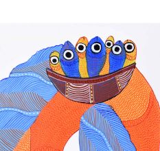Multi-Coloured Gond Art Painting by Padma Shri Durgabai Vyam