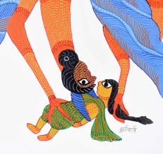 Multi-Coloured Gond Art Painting by Padma Shri Durgabai Vyam