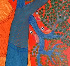 Hand-Painted Traditional Gond Art Paper Painting by Padma Shri Durgabai Vyam