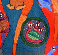 Hand-Painted Traditional Gond Art Paper Painting by Padma Shri Durgabai Vyam