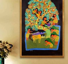 Traditional Intricate Patterns Gond Art Painting by Durgabai Vyam