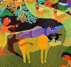 Traditional Intricate Patterns Gond Art Painting by Durgabai Vyam