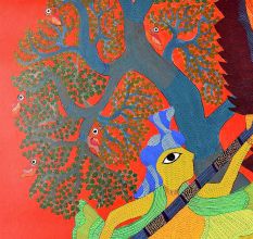 Traditional Intricate Patterns Gond Art Painting by Durgabai Vyam