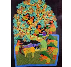 Traditional Intricate Patterns Gond Art Painting by Durgabai Vyam