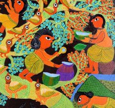 Traditional Intricate Patterns Gond Art Painting by Durgabai Vyam