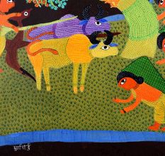 Traditional Intricate Patterns Gond Art Painting by Durgabai Vyam