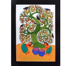 Gond Acrylic Painting on Paper by Padma Shri Awardee Durgabai Vyam