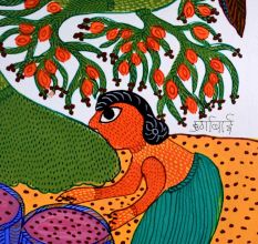 Gond Acrylic Painting on Paper by Padma Shri Awardee Durgabai Vyam