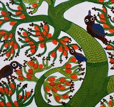 Gond Acrylic Painting on Paper by Padma Shri Awardee Durgabai Vyam
