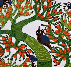 Gond Acrylic Painting on Paper by Padma Shri Awardee Durgabai Vyam