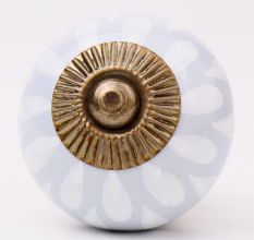Grey White Ceramic Floral Drawer Knob