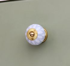 Grey White Ceramic Floral Drawer Knob