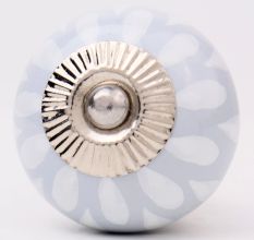 Grey White Ceramic Floral Drawer Knob