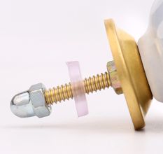 Grey White Ceramic Floral Drawer Knob
