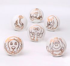 Golden Animals Pattern Ceramic Dresser Knobs-6 Pieces