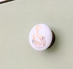 Golden Animals Pattern Ceramic Dresser Knobs-6 Pieces