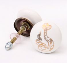 Golden Animals Pattern Ceramic Dresser Knobs-6 Pieces