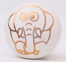 Golden Animals Pattern Ceramic Dresser Knobs-6 Pieces