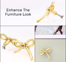 Gold Metal Bow Dresser Knob