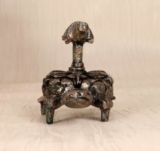 Handmade Grey Finish Metal Turtle Bindi Box for Home Decor