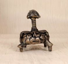 Handmade Grey Finish Metal Turtle Bindi Box for Home Decor