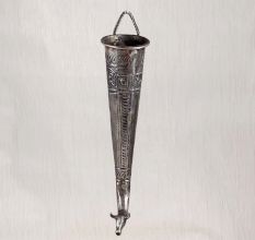 Engraved Handmade Brass Nandi Head Pipe in Grey Finish