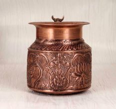 Beautiful Copper Water Pot with Spout in Antique Brown Finish