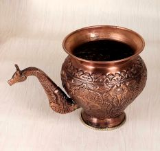 Engraved Brown Finish Copper Water Pot with Nandi Head Spout