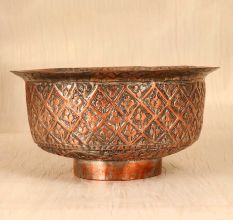 Antique Brown Finish Copper Bowl in Islamic Art for Decoration