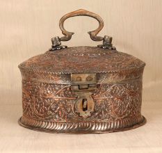 Handcrafted Traditional Copper Jewelry Box in Vintage Finish