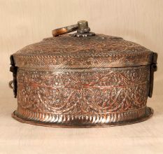 Handcrafted Traditional Copper Jewelry Box in Vintage Finish