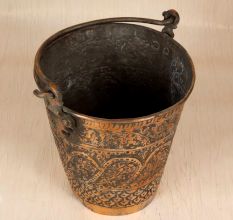 Traditional Islamic Art Copper Bucket with Engraving for Collection