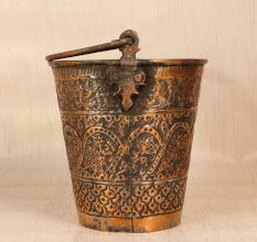 Traditional Islamic Art Copper Bucket with Engraving for Collection