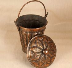 Vintage Premium Copper Bucket with Lid for Home Decoration