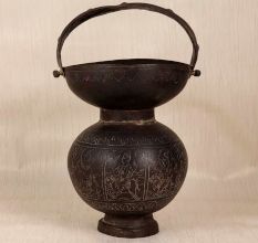 Engraved Vintage Finish Brass Kamandal for Home Decor