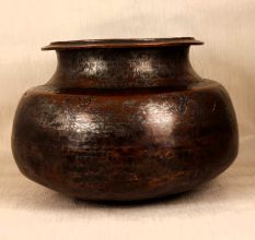 Islamic Art Handcrafted Copper Pot in Vintage Finish for Decor