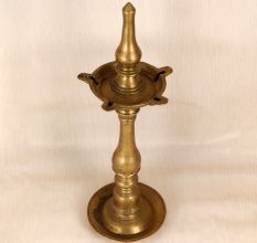 5 Jyots Traditional Brass Oil Lamp in Vintage Finish for Prayer Room