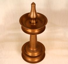 Elegant Brown South Indian Oil Lamp Made of Finest Brass