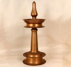 Elegant Brown South Indian Oil Lamp Made of Finest Brass