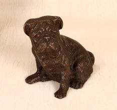 Dark Finish Handmade Brass Dog Statue in Sitting Position