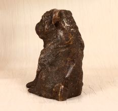Dark Finish Handmade Brass Dog Statue in Sitting Position