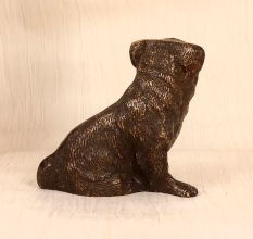 Dark Finish Handmade Brass Dog Statue in Sitting Position