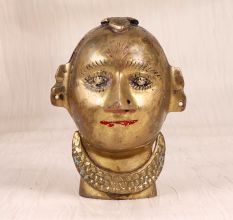 Traditional Brown Brass Gauri Head Statue for Temple