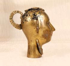 Traditional Brown Brass Gauri Head Statue for Temple